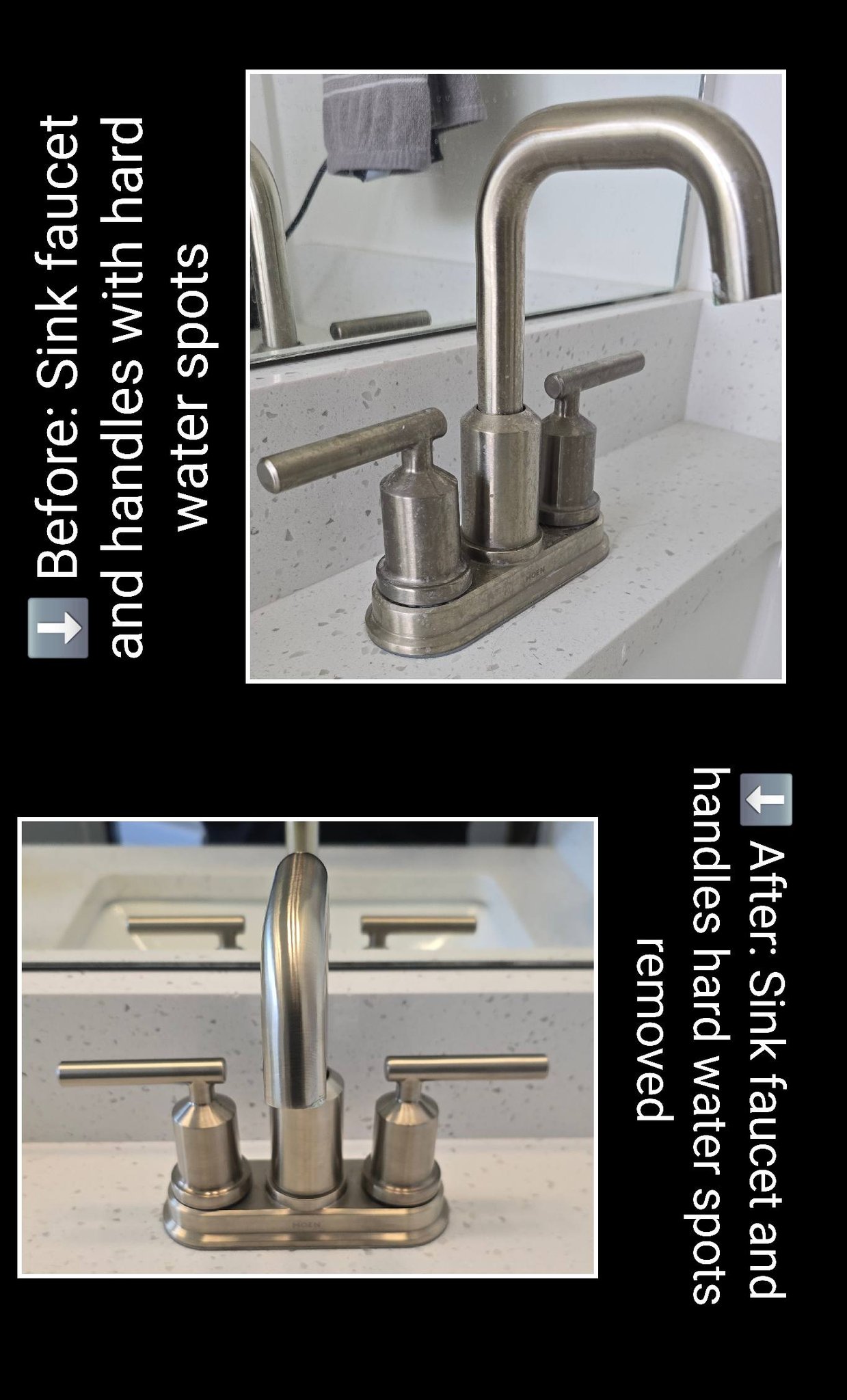 Before and after fixture hard water cleaning