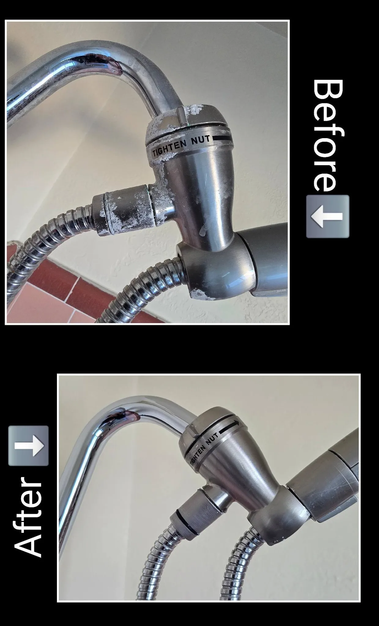 Mineral buildup before and after cleaning in St. George Utah
