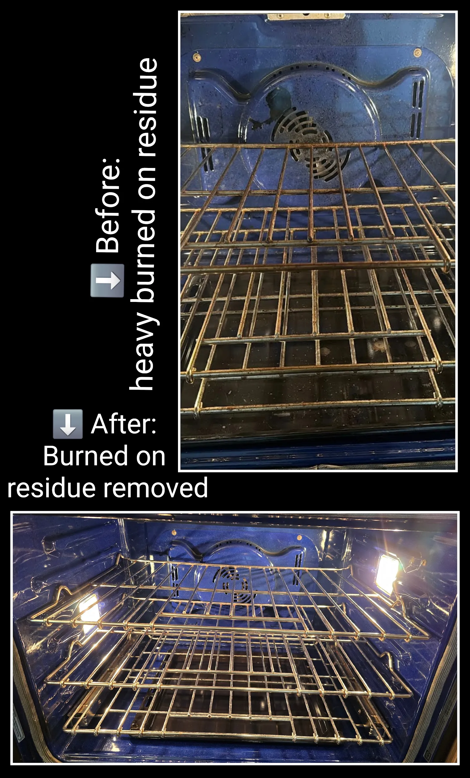Kitchen grease buildup before and after cleaning