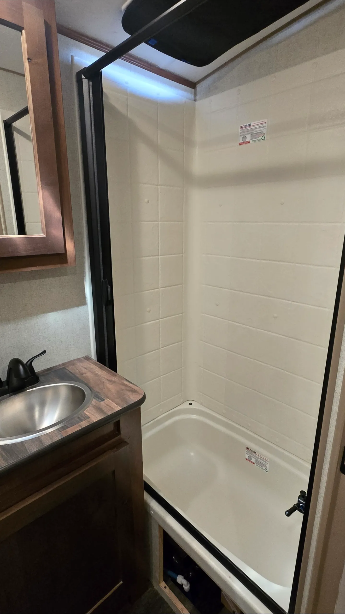 Clean RV shower interior