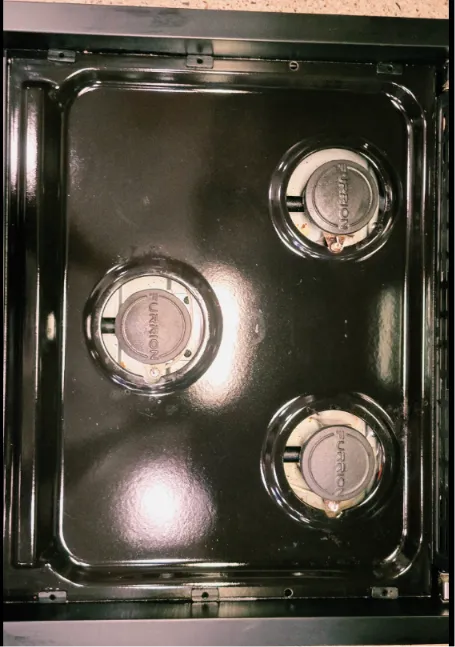 RV cooktop after cleaning