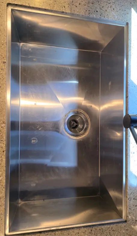 RV kitchen sink after professional interior cleaning