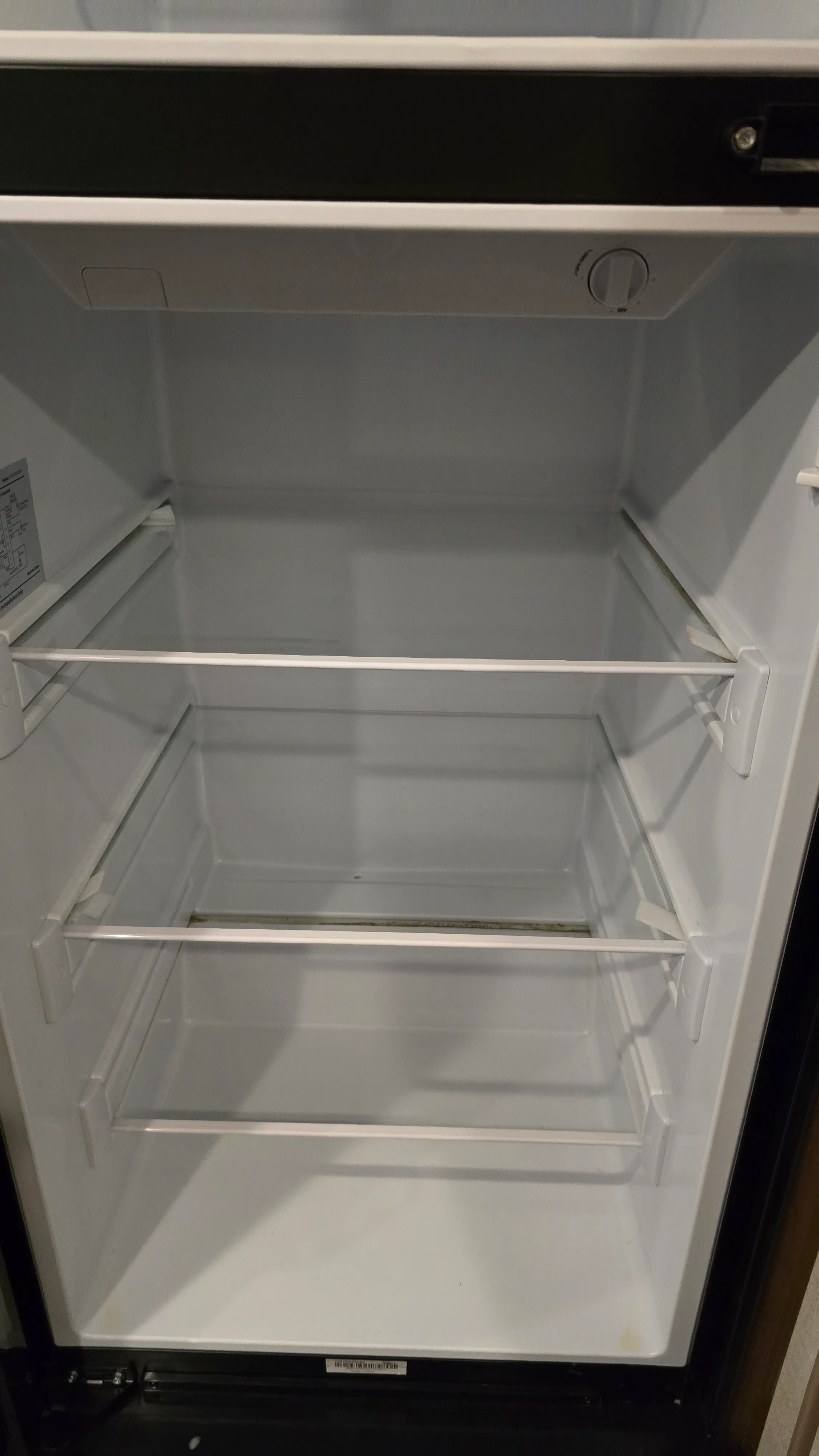 RV refrigerator after interior cleaning
