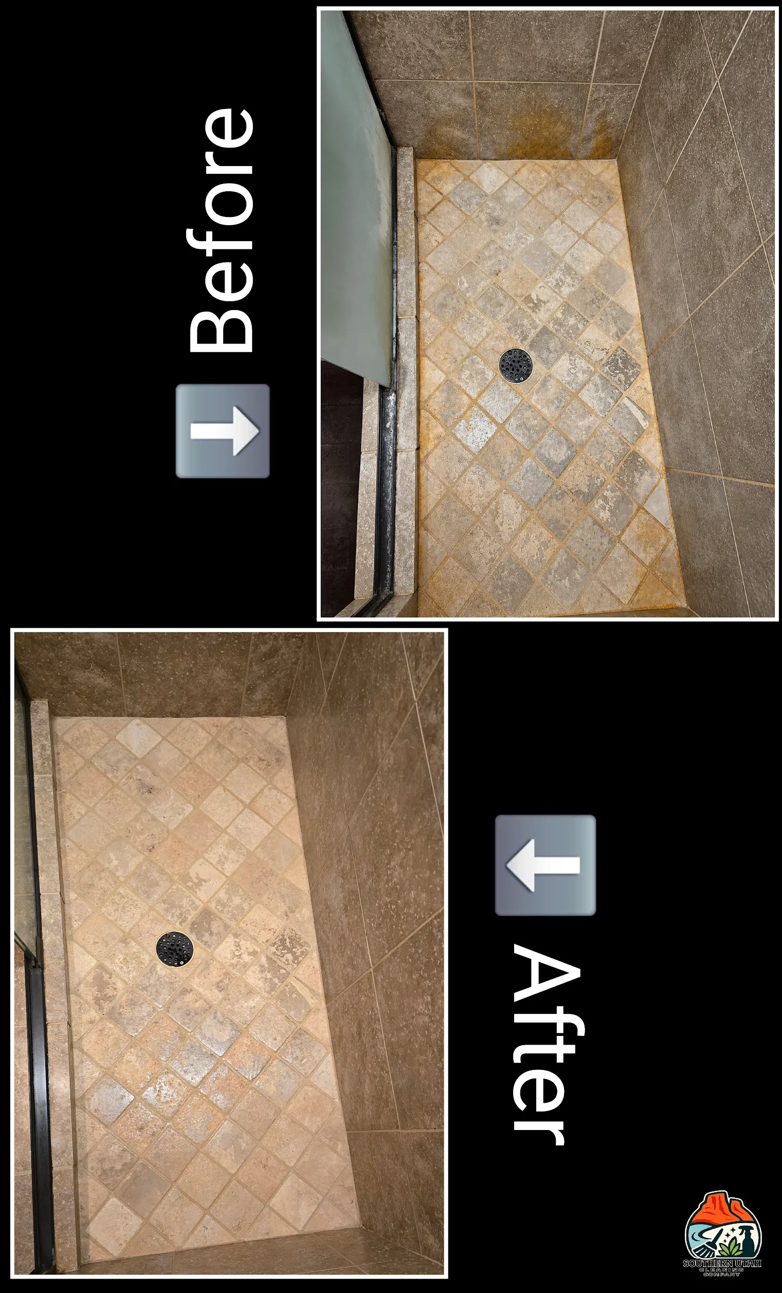 Full shower restoration before and after in St. George Utah